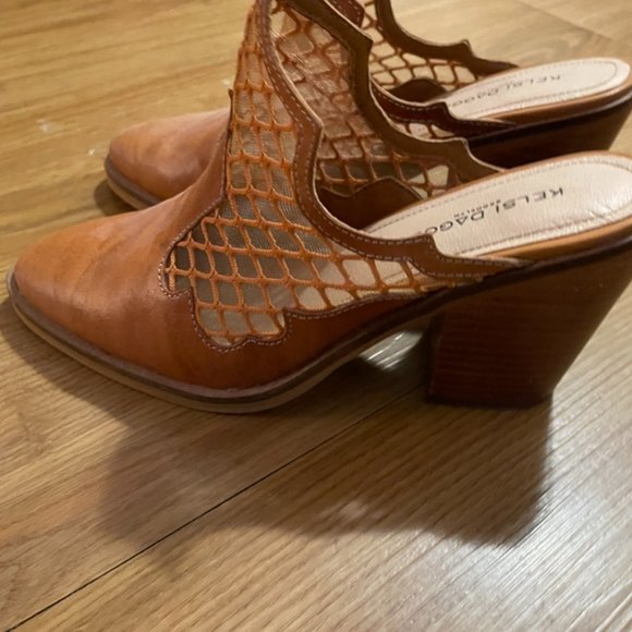 Kelsi Dagger Brooklyn Wolf Tan Leather Mules sz 7 - Picture 4 of 7